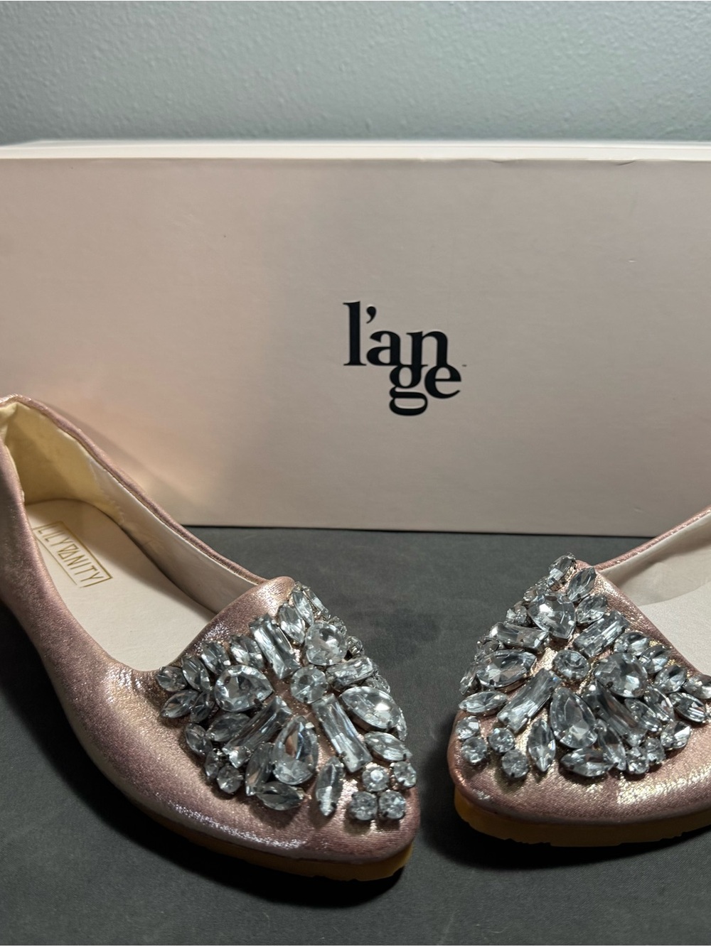 Lange Rose Metallic Jeweled Ballet Flats